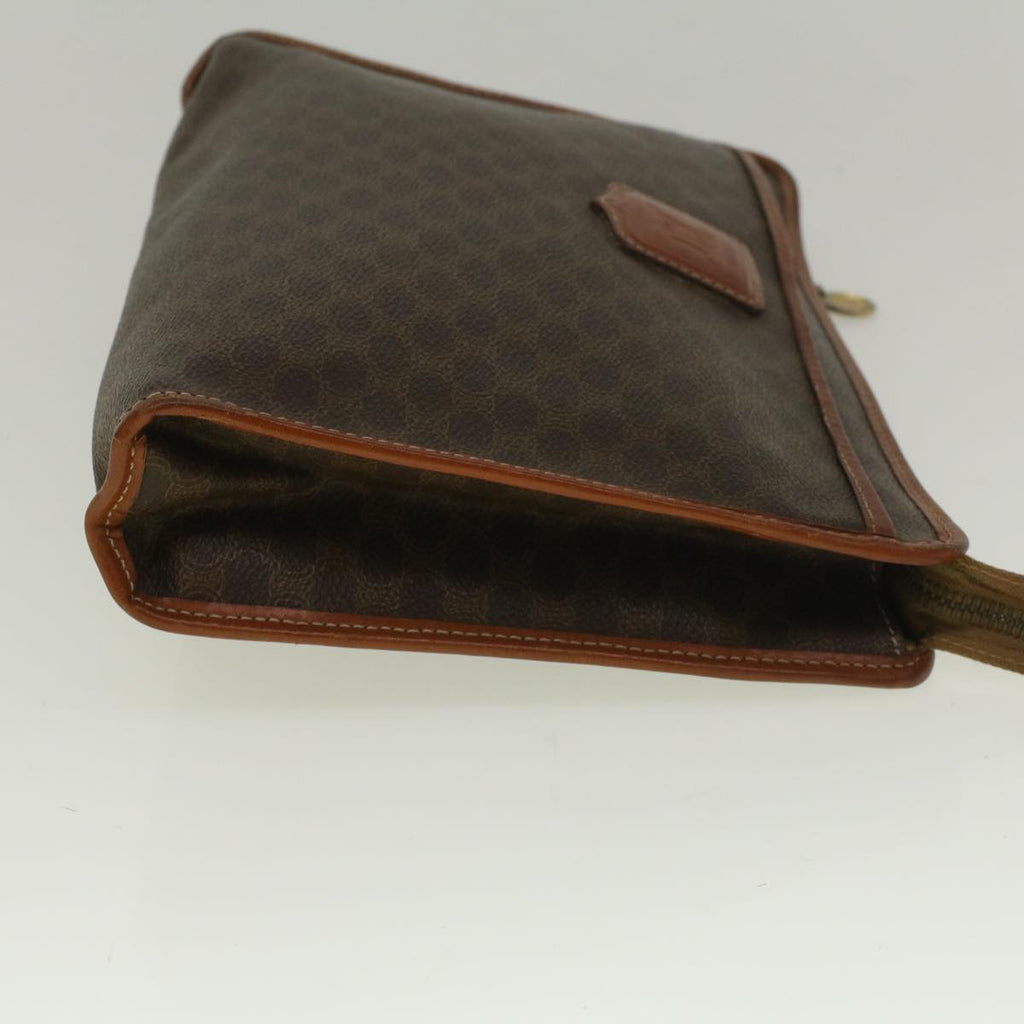 CELINE Macadam Canvas Clutch Bag PVC Leather Brown  ar10696