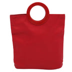 CELINE Circle Hand Bag Nylon Red  ar10732