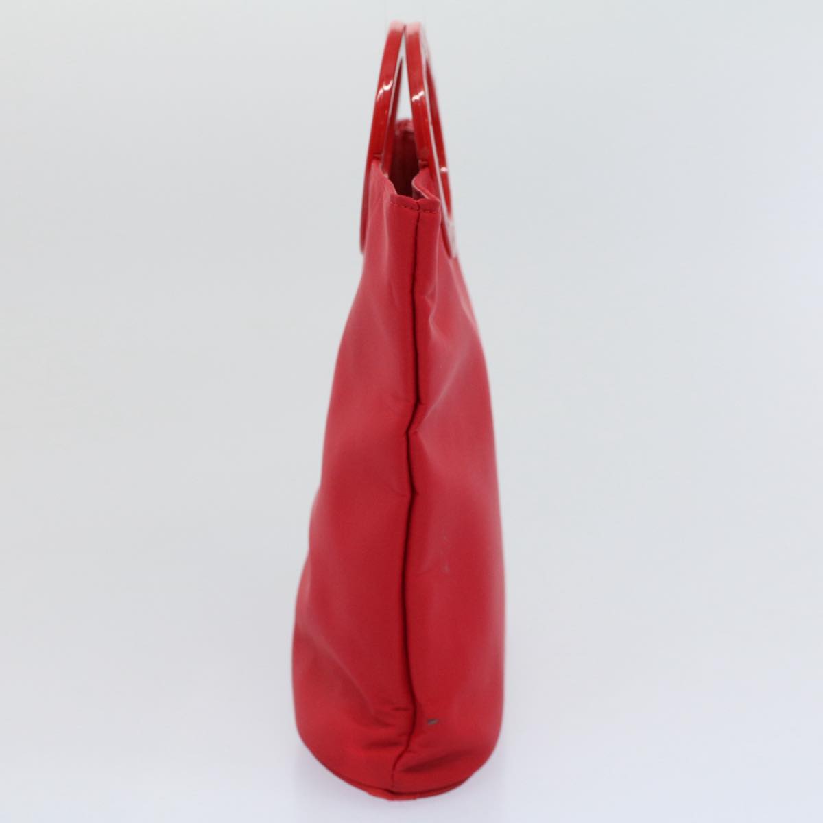 CELINE Circle Hand Bag Nylon Red  ar10732