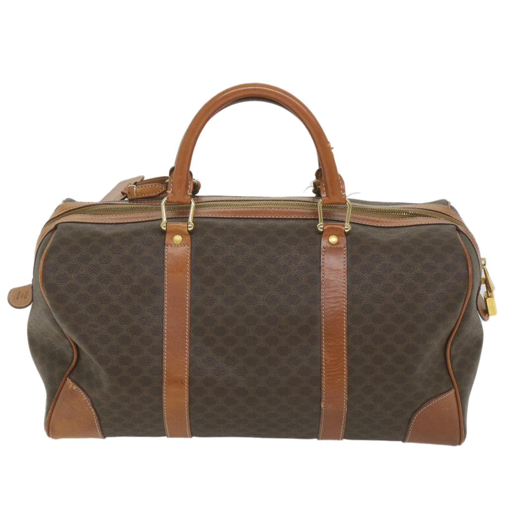 CELINE Macadam Canvas Boston Bag PVC Leather Brown  ar10767