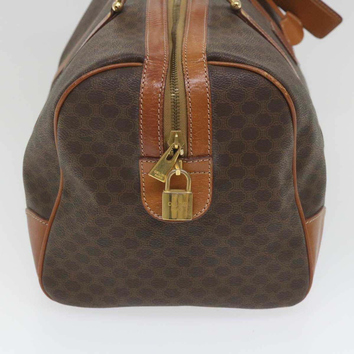 CELINE Macadam Canvas Boston Bag PVC Leather Brown  ar10767