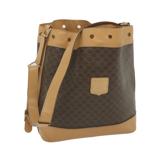 CELINE Macadam Canvas Shoulder Bag PVC Leather Brown  ar10788