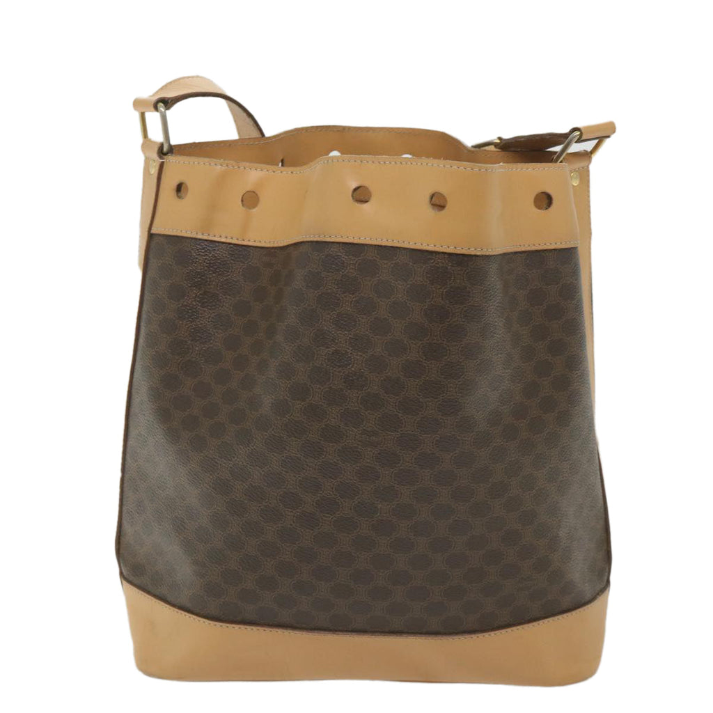 CELINE Macadam Canvas Shoulder Bag PVC Leather Brown  ar10788