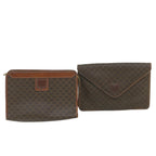 CELINE Macadam Canvas Clutch Bag PVC Leather 2Set Brown  ar10789