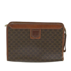 CELINE Macadam Canvas Clutch Bag PVC Leather 2Set Brown  ar10789