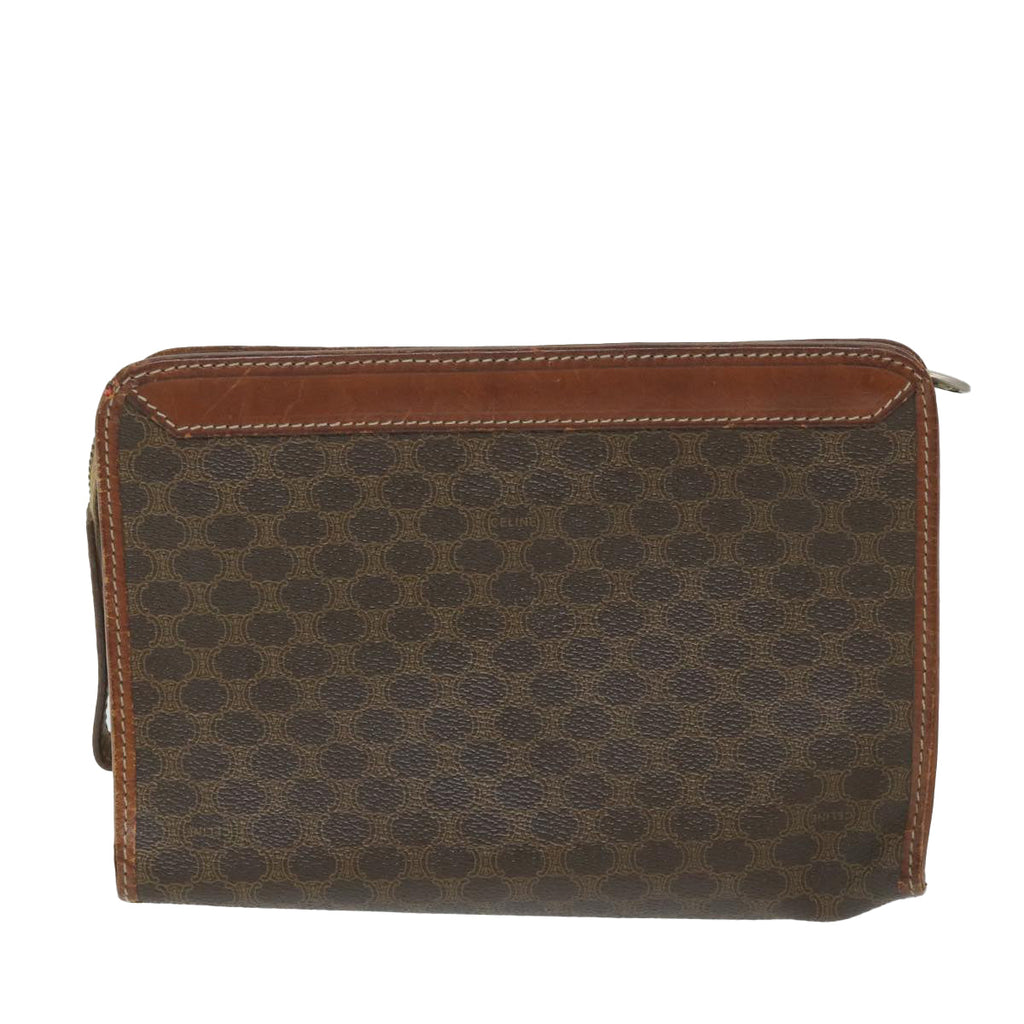CELINE Macadam Canvas Clutch Bag PVC Leather 2Set Brown  ar10789
