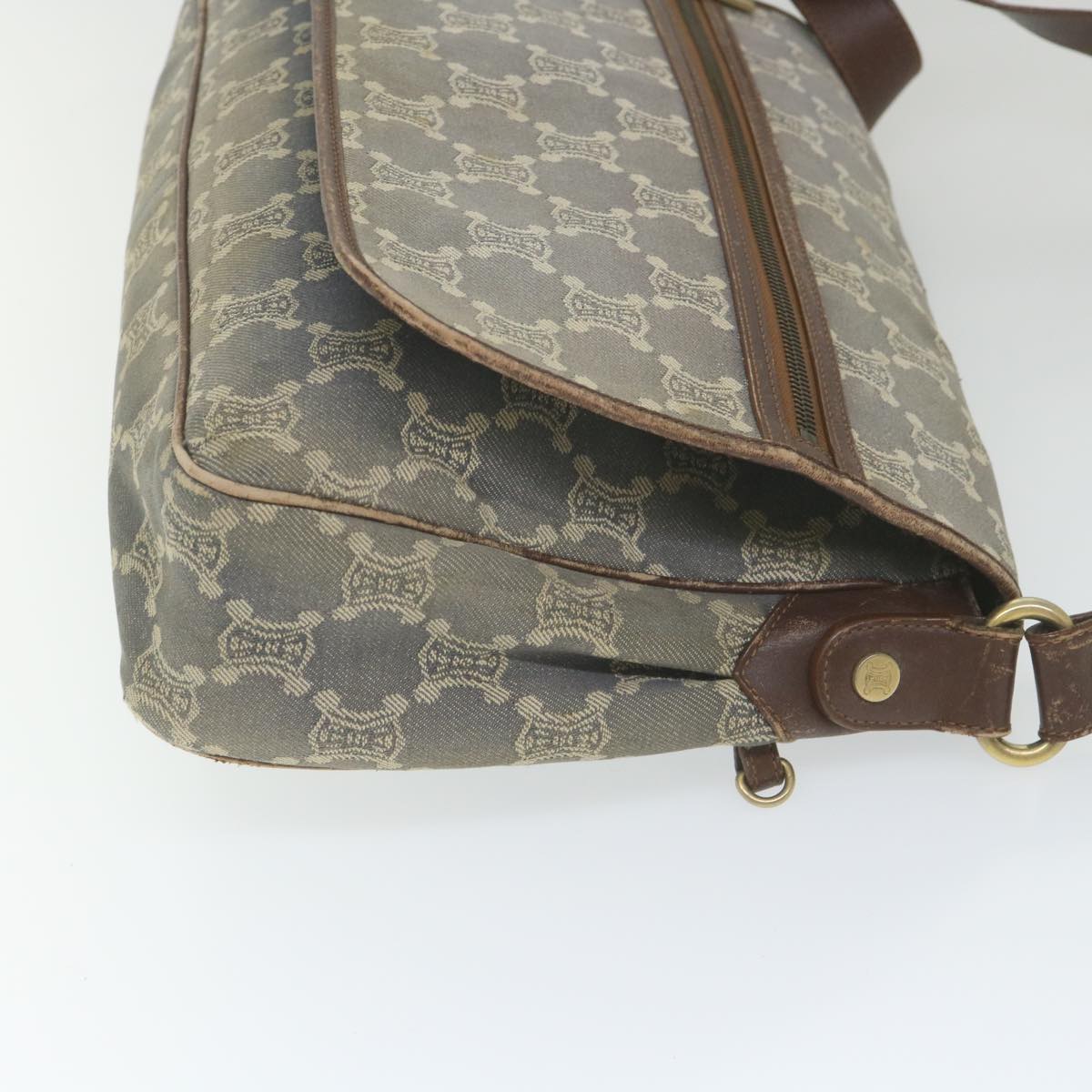 CELINE Paris Macadam Canvas Shoulder Bag Blue Auth ar10840B