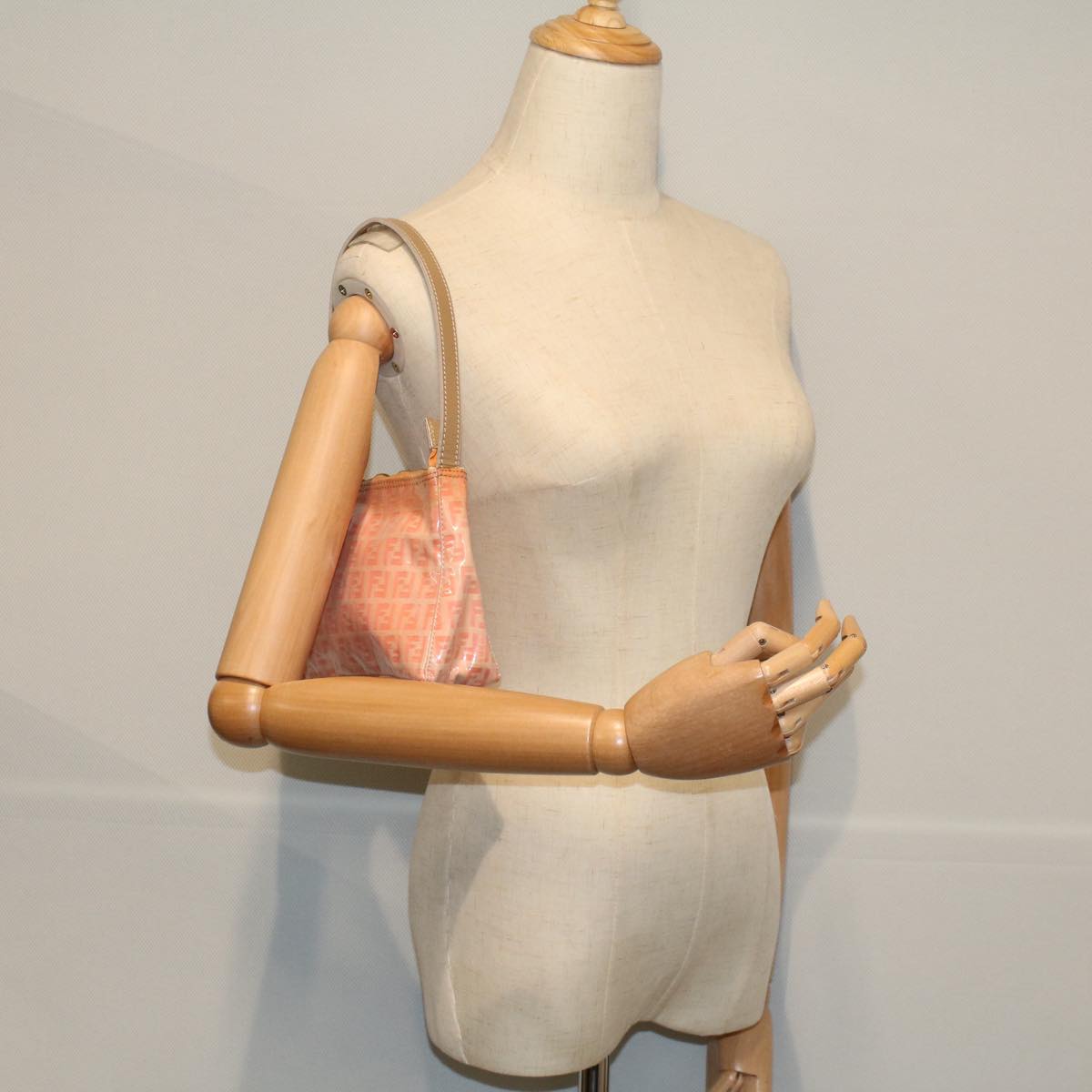 FENDI Zucchino Canvas Shoulder Bag Orange 010 26810 018ar10855B