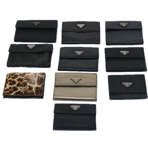 PRADA Wallet Leather Nylon 10set Black Brown  ar10912