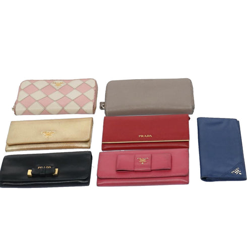 PRADA Wallet Leather 7Set Pink Gray Gold blue  ar10914