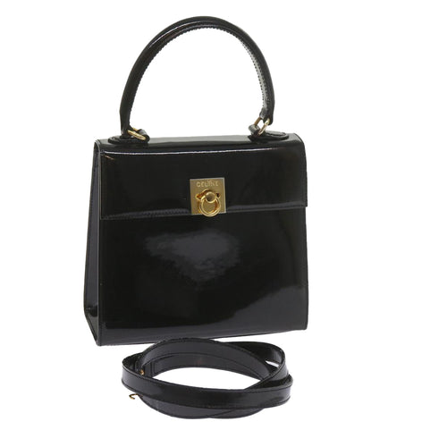 CELINE Hand Bag Patent leather 2way Black  ar10948B