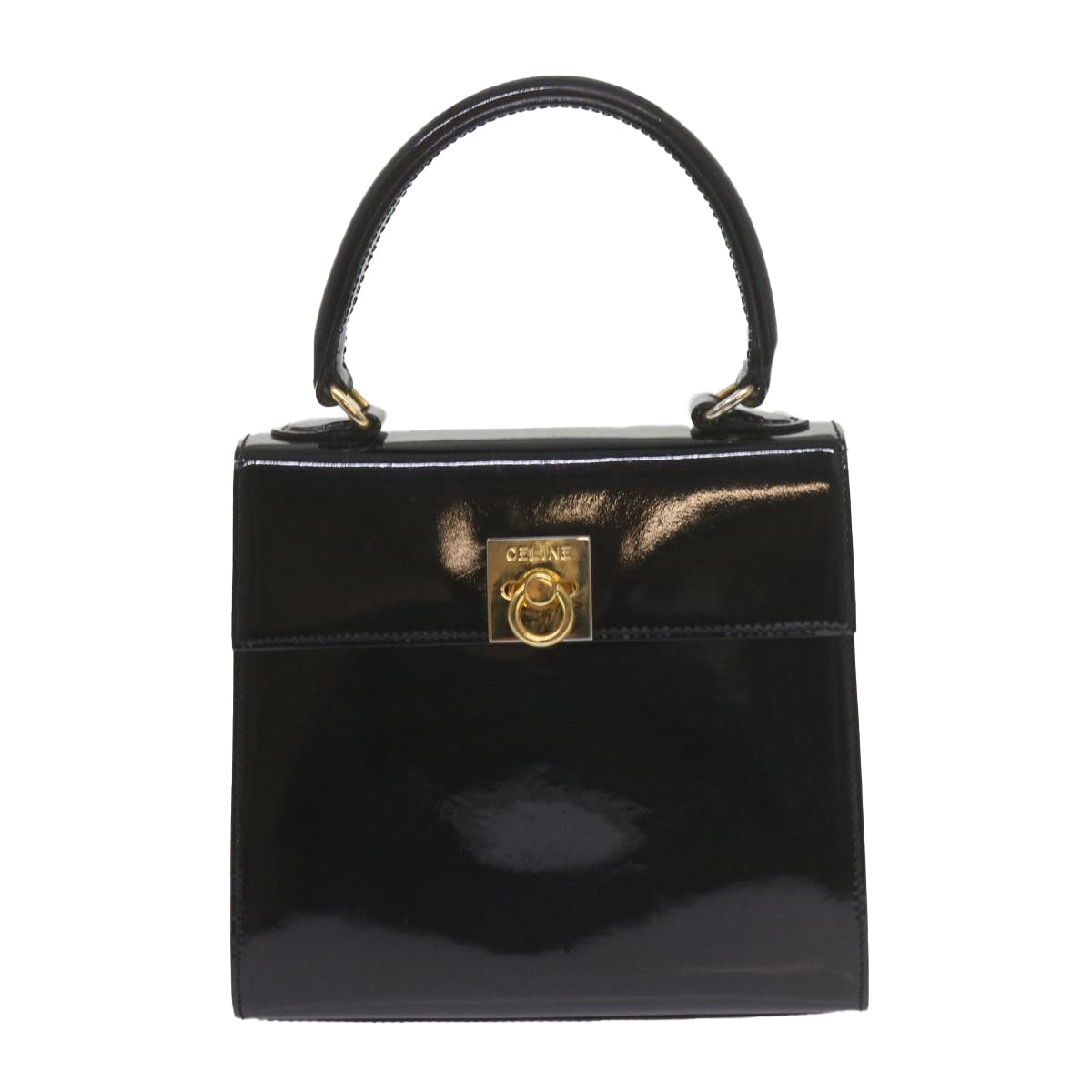 CELINE Hand Bag Patent leather 2way Black  ar10948B