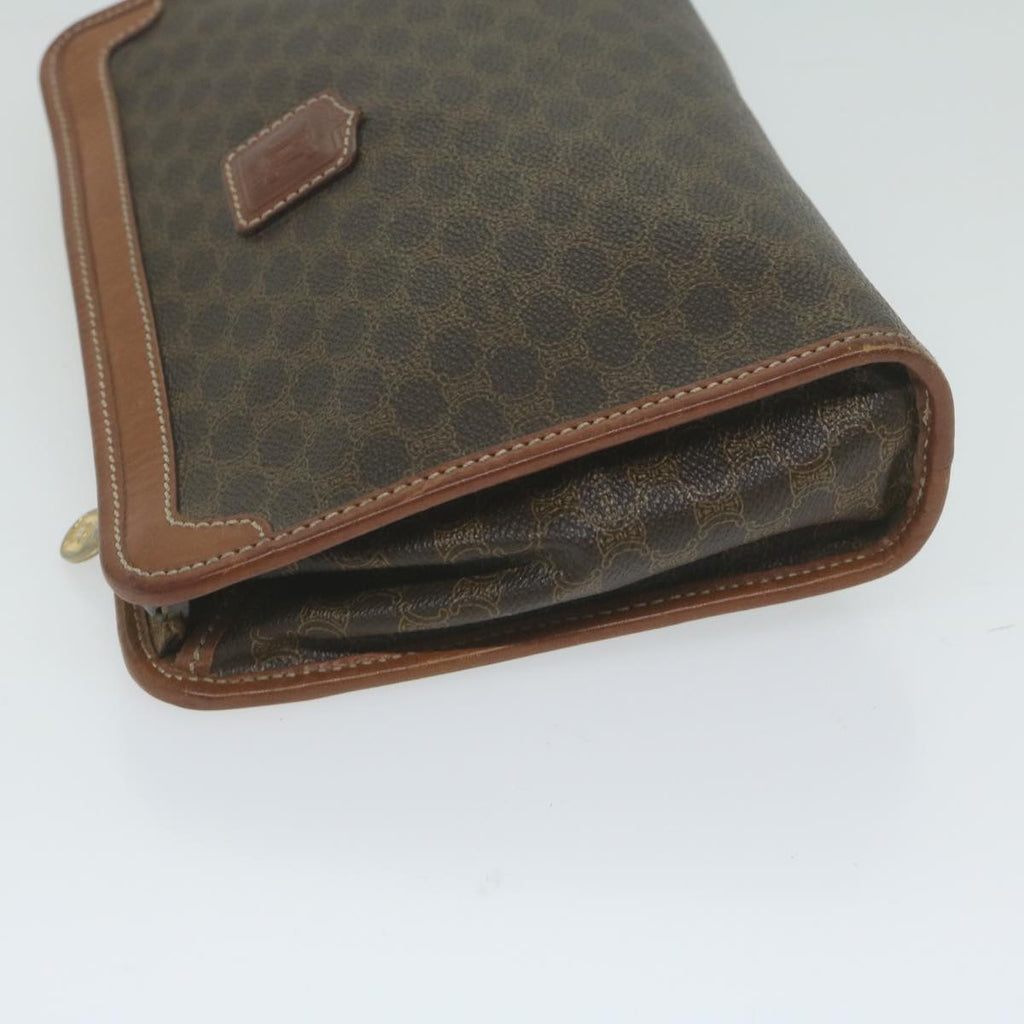 CELINE Macadam Canvas Clutch Bag PVC Leather Brown  ar11021