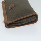 CELINE Macadam Canvas Clutch Bag PVC Leather Brown  ar11021