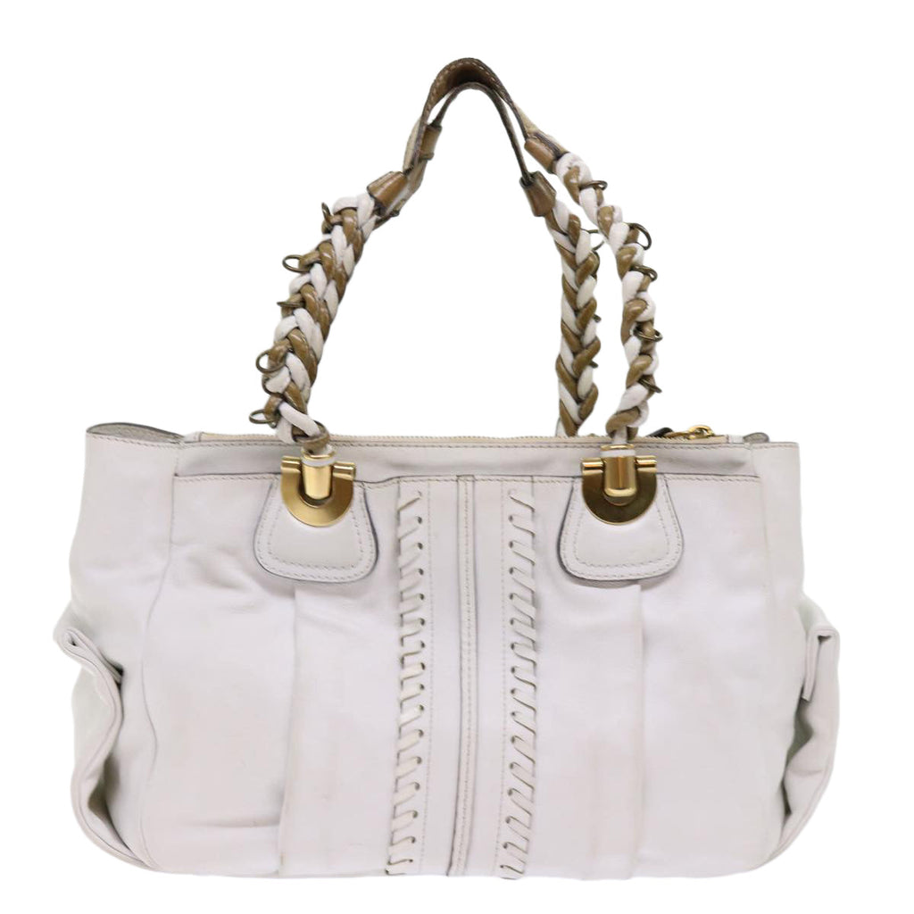 Chloe Shoulder Bag Leather White ar11050