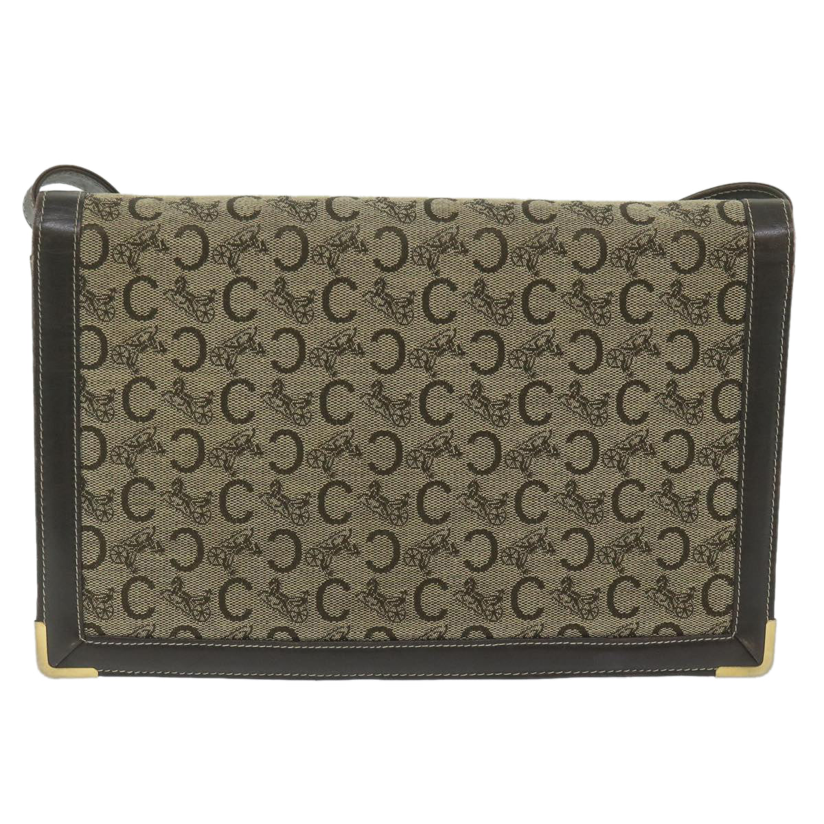 CELINE C Macadam Canvas Shoulder Bag Beige  ar11080