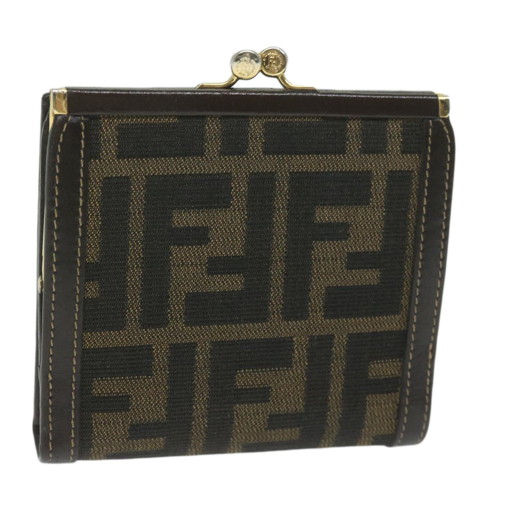 FENDI Zucca Canvas Wallet Black Brownar11107
