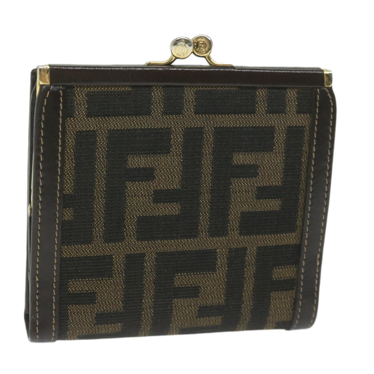 FENDI Zucca Canvas Wallet Black Brownar11107