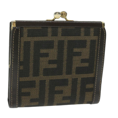FENDI Zucca Canvas Wallet Black Brownar11107