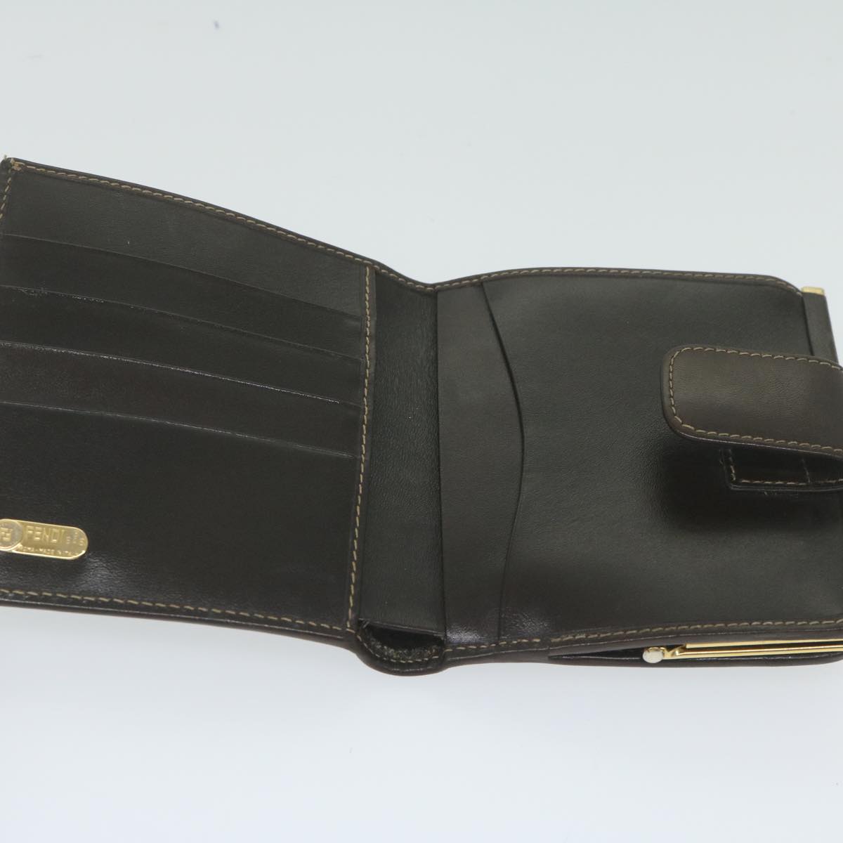 FENDI Zucca Canvas Wallet Black Brownar11107