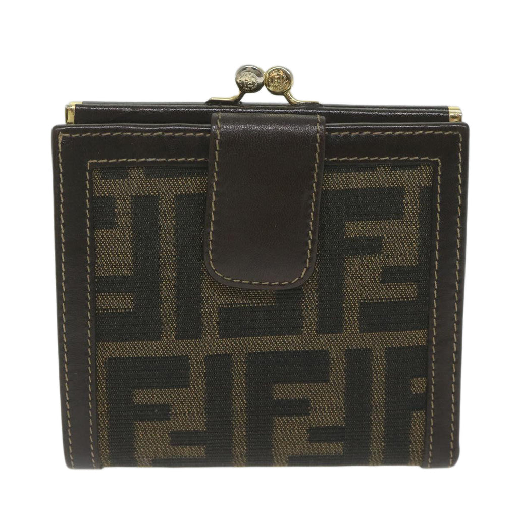 FENDI Zucca Canvas Wallet Black Brownar11107