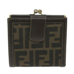 FENDI Zucca Canvas Wallet Black Brownar11107