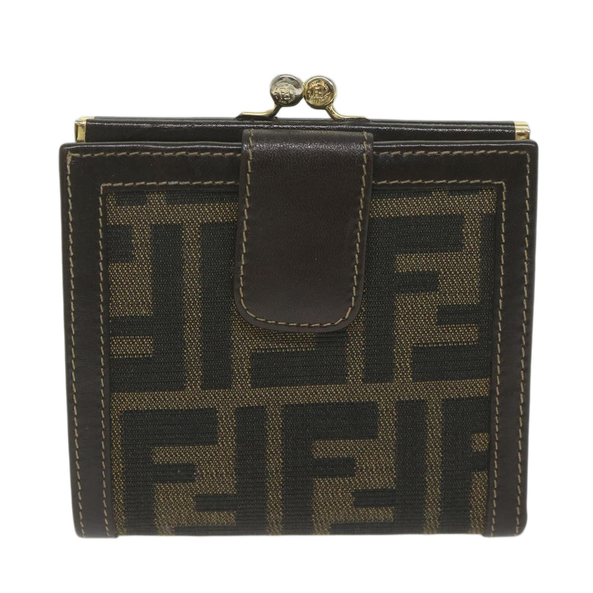 FENDI Zucca Canvas Wallet Black Brownar11107