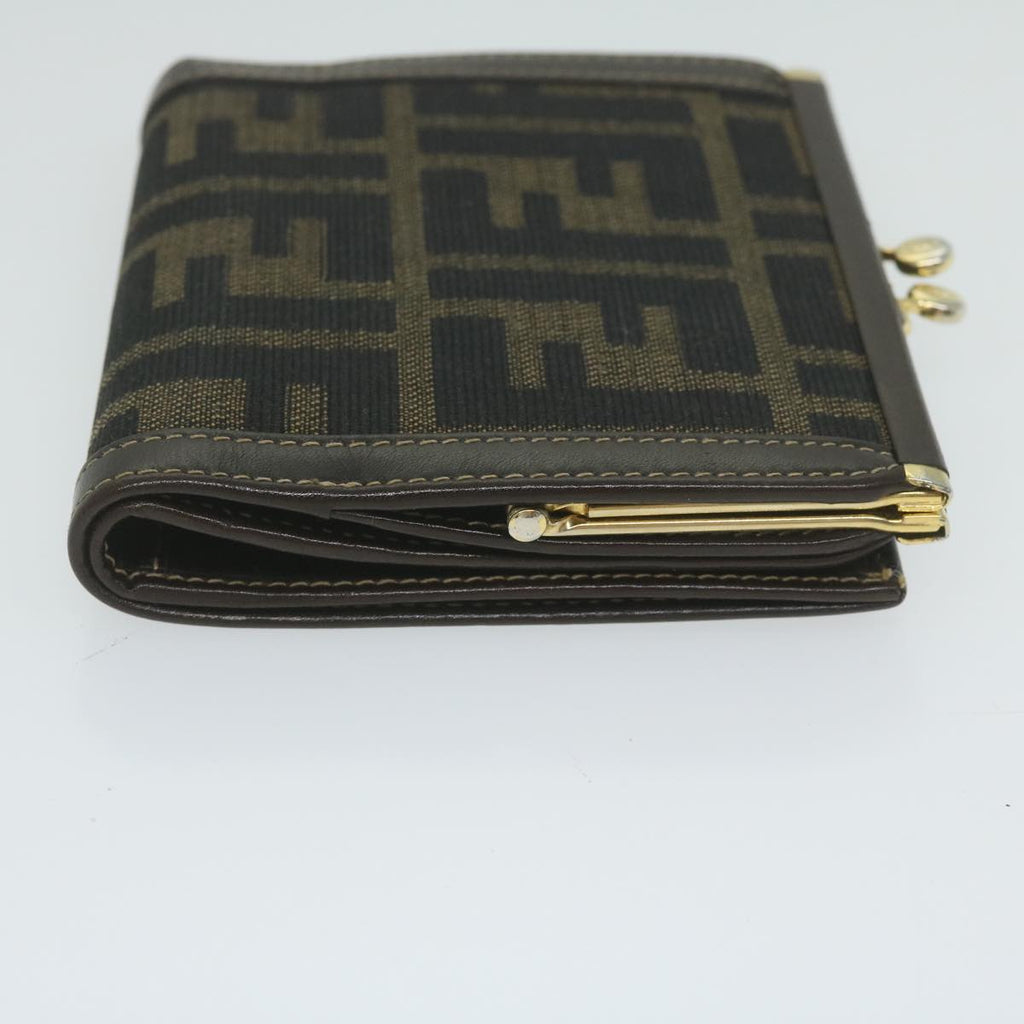 FENDI Zucca Canvas Wallet Black Brownar11107