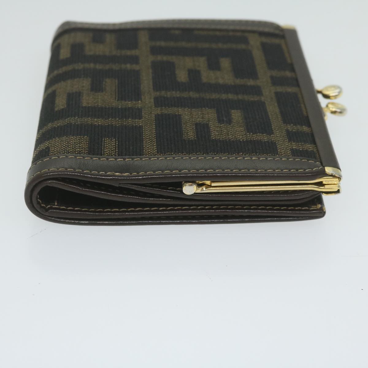 FENDI Zucca Canvas Wallet Black Brownar11107