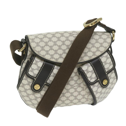 CELINE Macadam Canvas Shoulder Bag PVC Leather Whe  ar11116