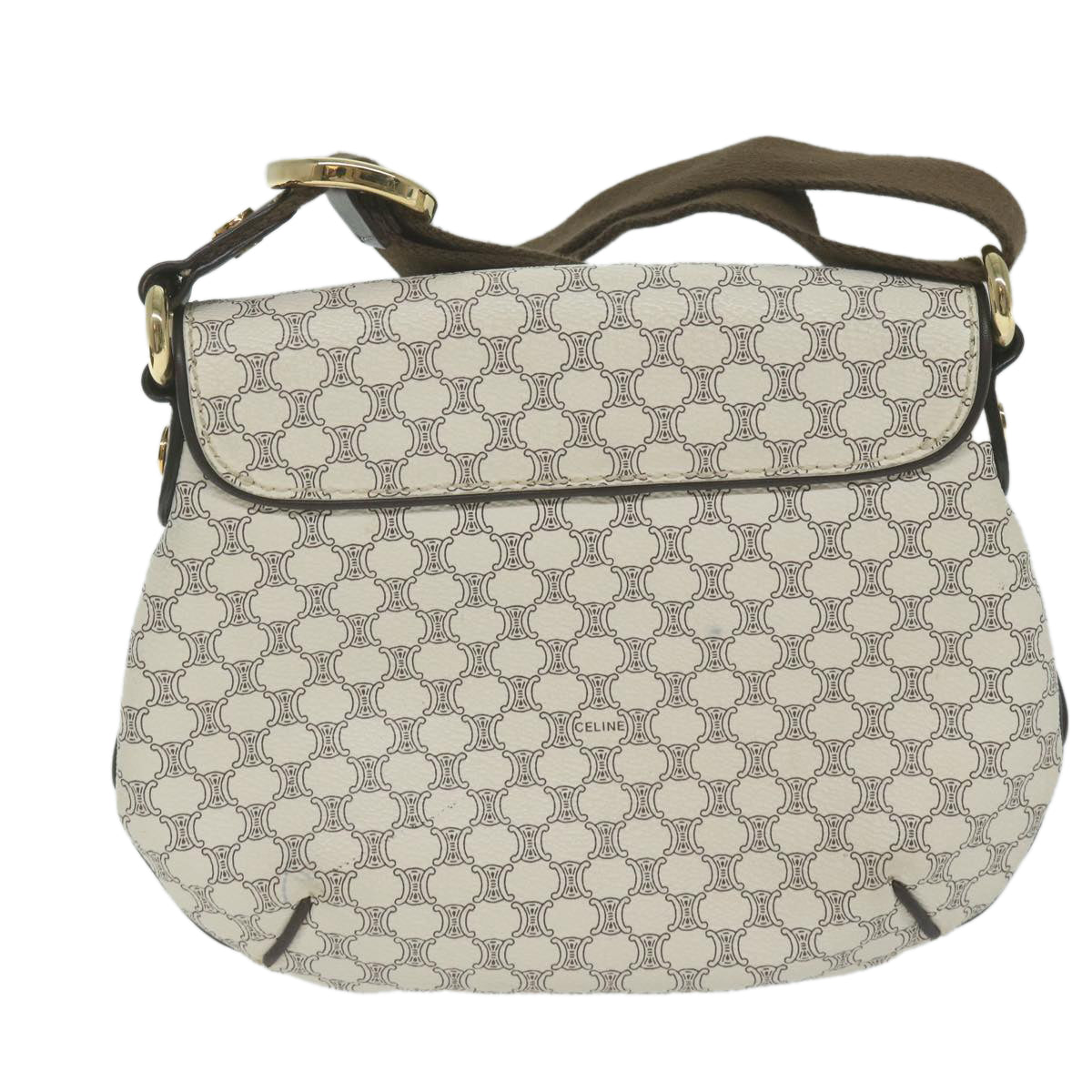 CELINE Macadam Canvas Shoulder Bag PVC Leather Whe  ar11116