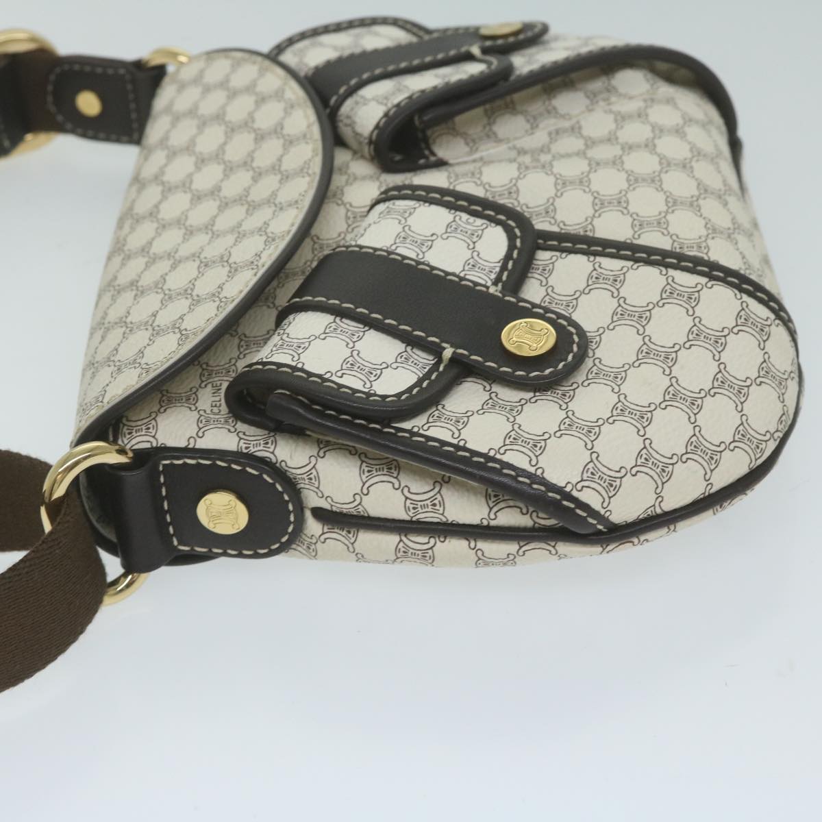CELINE Macadam Canvas Shoulder Bag PVC Leather Whe  ar11116