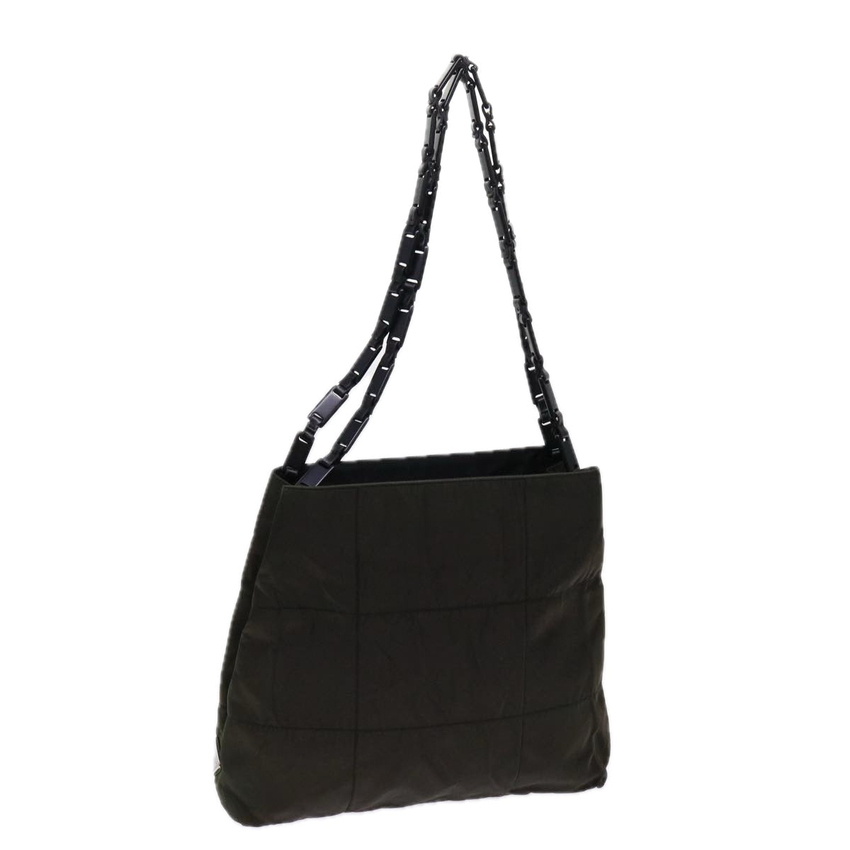 PRADA Quilted Chain Shoulder Bag Nylon Khaki  ar11172B