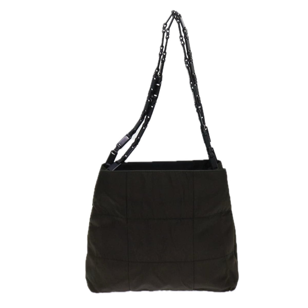 PRADA Quilted Chain Shoulder Bag Nylon Khaki  ar11172B