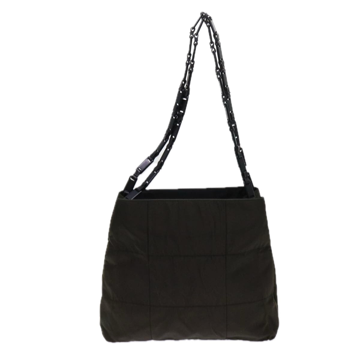 PRADA Quilted Chain Shoulder Bag Nylon Khaki  ar11172B