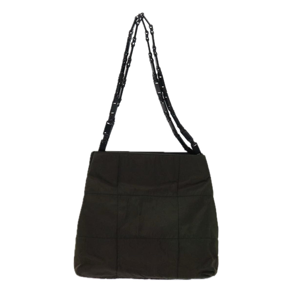 PRADA Quilted Chain Shoulder Bag Nylon Khaki  ar11172B