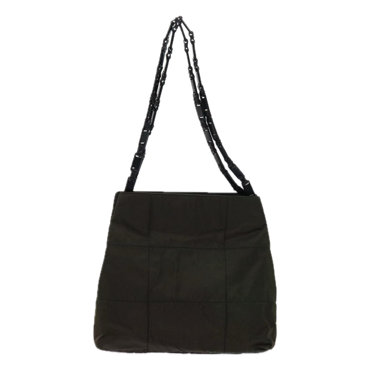 PRADA Quilted Chain Shoulder Bag Nylon Khaki  ar11172B