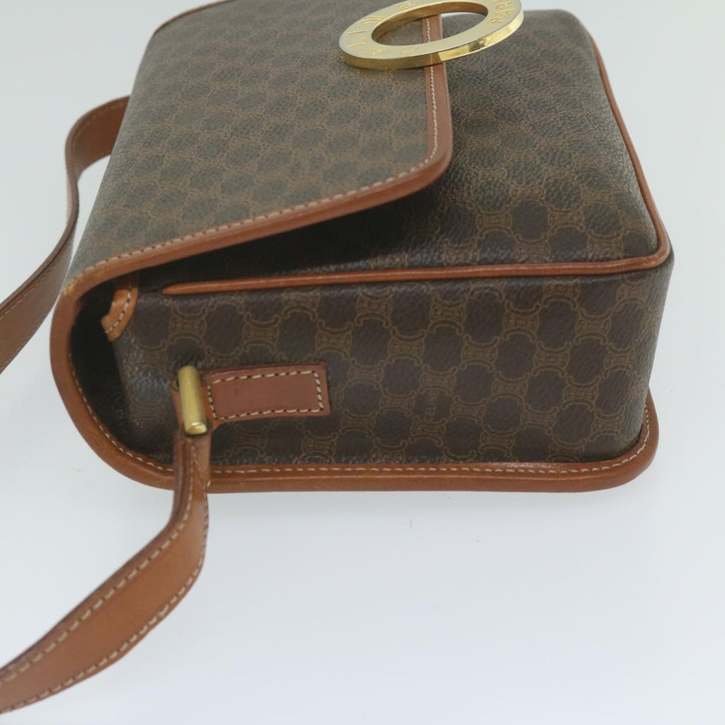 CELINE Macadam Canvas Shoulder Bag PVC Leather Brown  ar11187B