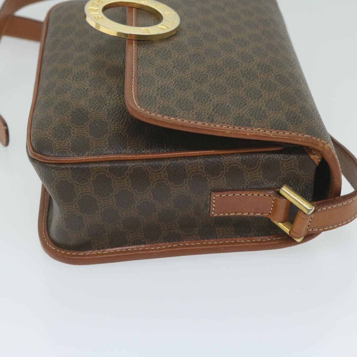 CELINE Macadam Canvas Shoulder Bag PVC Leather Brown  ar11187B
