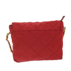 PRADA Quilted Chain Shoulder Bag Nylon Red  ar11217