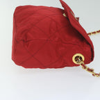PRADA Quilted Chain Shoulder Bag Nylon Red  ar11217