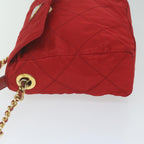 PRADA Quilted Chain Shoulder Bag Nylon Red  ar11217