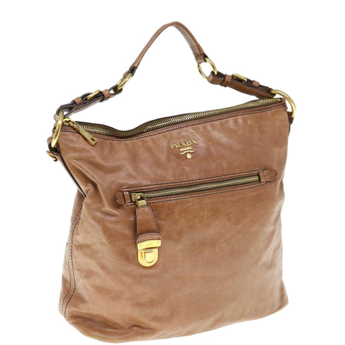 PRADA Shoulder Bag Leather Brown  ar11226