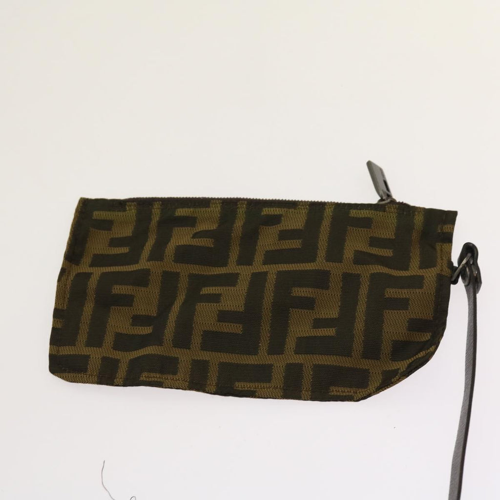 FENDI Zucca Pecan Canvas Hand Bag Nylon 3Set Brown Blackar11235
