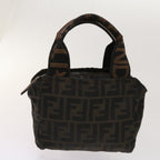 FENDI Zucca Pecan Canvas Hand Bag Nylon 3Set Brown Blackar11235