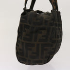 FENDI Zucca Pecan Canvas Hand Bag Nylon 3Set Brown Blackar11235