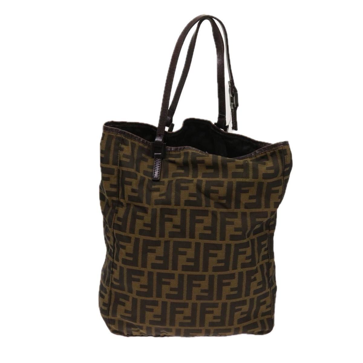 FENDI Zucca Pecan Canvas Hand Bag Nylon 3Set Brown Blackar11235