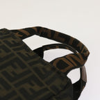 FENDI Zucca Pecan Canvas Hand Bag Nylon 3Set Brown Blackar11235