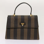 FENDI Zucca Pecan Canvas Hand Bag Nylon 3Set Brown Blackar11235