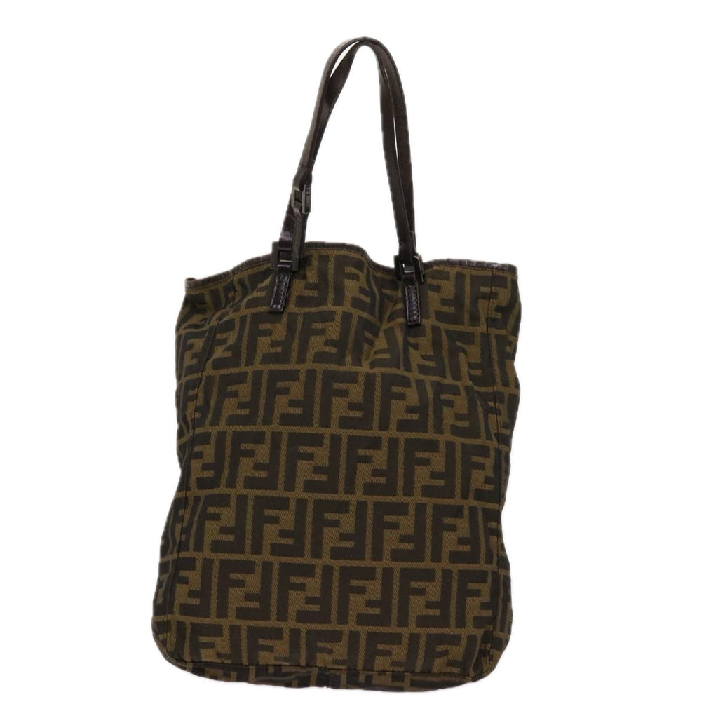 FENDI Zucca Pecan Canvas Hand Bag Nylon 3Set Brown Blackar11235